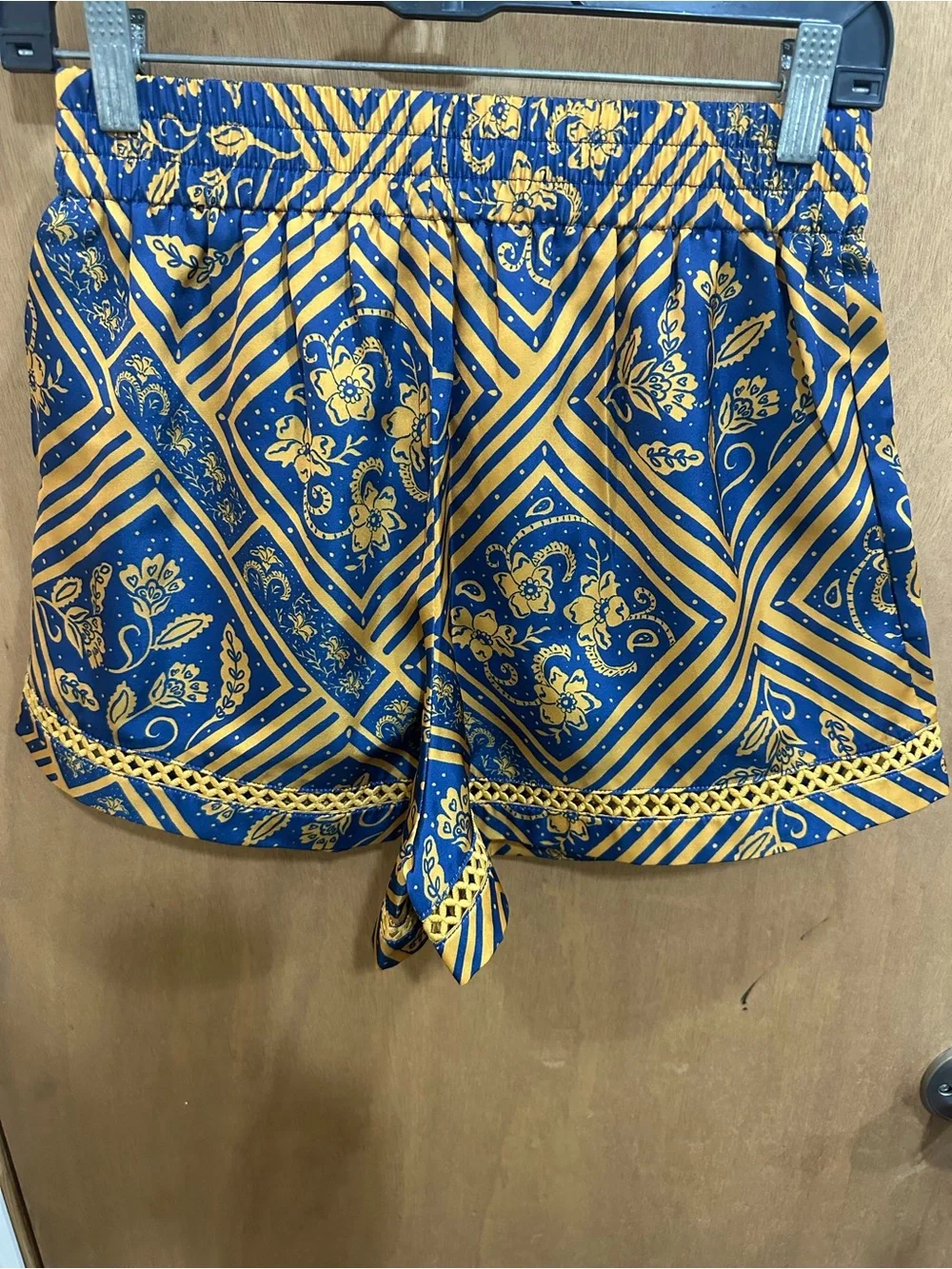 Alden Navy and Gold Geometric Floral Shorts